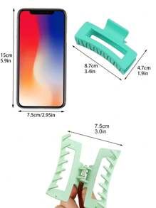 4pcs Light Green & Lake Blue Translucent Frosted Fruit Pear Printed Square Hair Clips Casual,Dopamine Hair Claws Claw Clips Hair Jaw Clip Hair Clamps Hair Clutch Hair Catcher Clip - Multicolor - View 5