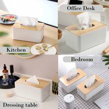 1 Pieza Caja De Pañuelos De Escritorio, Soporte De Pañuelos De Papel Creativo Y Multifuncional Para Sala De Estar, Cocina, Comedor - Blanco - Ver 3