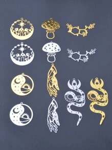 6入組黃銅金色不銹鋼蛇形手型蘑菇耳環吊墜花形鏈接diy珠寶配件 - 6件 - 查看 1