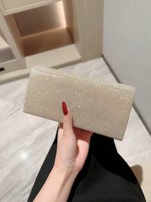 轻便商务休闲水晶装饰抽绳水桶包，透明珍珠手拿包，魅力十足，优雅低调奢华，水晶点缀，适合派对女孩、女士、新娘，是派对、晚宴/宴会、圣诞派对的完美之选。 - 金色 - 查看 4