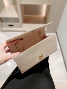 轻便商务休闲水晶装饰抽绳水桶包，透明珍珠手拿包，魅力十足，优雅低调奢华，水晶点缀，适合派对女孩、女士、新娘，是派对、晚宴/宴会、圣诞派对的完美之选。 - 金色 - 查看 6