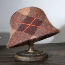 LACE MONDE Phong cách Nhật  Len Mũ xô Đối với phụ nữ , Mùa thu Mùa Đông Mũ len , Với Dệt Kiểm tra Mẫu Và Không có Lót - Màu Khaki - Xem 7