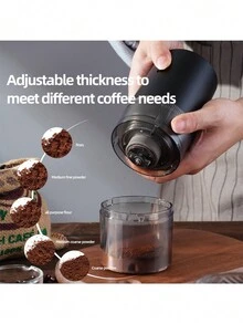 Juego De Molinillo De Café Recargable Usb - Molino De Granos De Café Eléctrico Portátil Y Conveniente Para Uso Doméstico - Negro - Ver 3