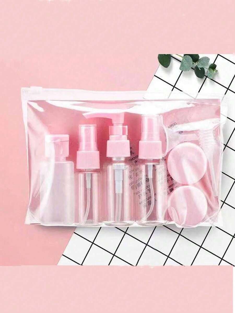 Conjunto De Botellas De Viaje - Kit De Viaje De 11 Piezas - Rosa - Ver 1