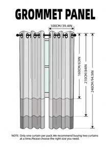 1 Pieza Cortina De Ventana Con Ojales Opaca En Color Azul Claro - Celeste - Ver 3