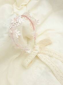 1入兒童髮飾,嬰兒花朵蕾絲花辮帶女孩髮帶花朵風格