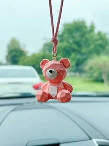 1pc Pink Resin Teddy Bear Car Hanging Decoration - Pink - View 3