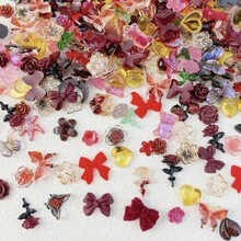 30 件随机混合酒红色美甲装饰 DIY