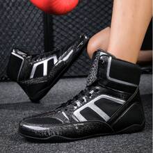 TOLLN Men's Professional Boxing Shoe High -Top Fight Shoe Fighting Contest Training Shoes Wrestling Shoes Fitness Boot - Black - View 2