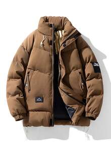 男士石墨烯加厚工作戶外保暖外套，防風外套 - 棕色 - 查看 1