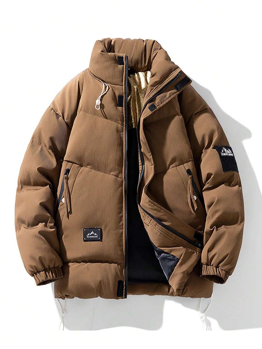 男士石墨烯加厚工作戶外保暖外套，防風外套 - 棕色 - 查看 1