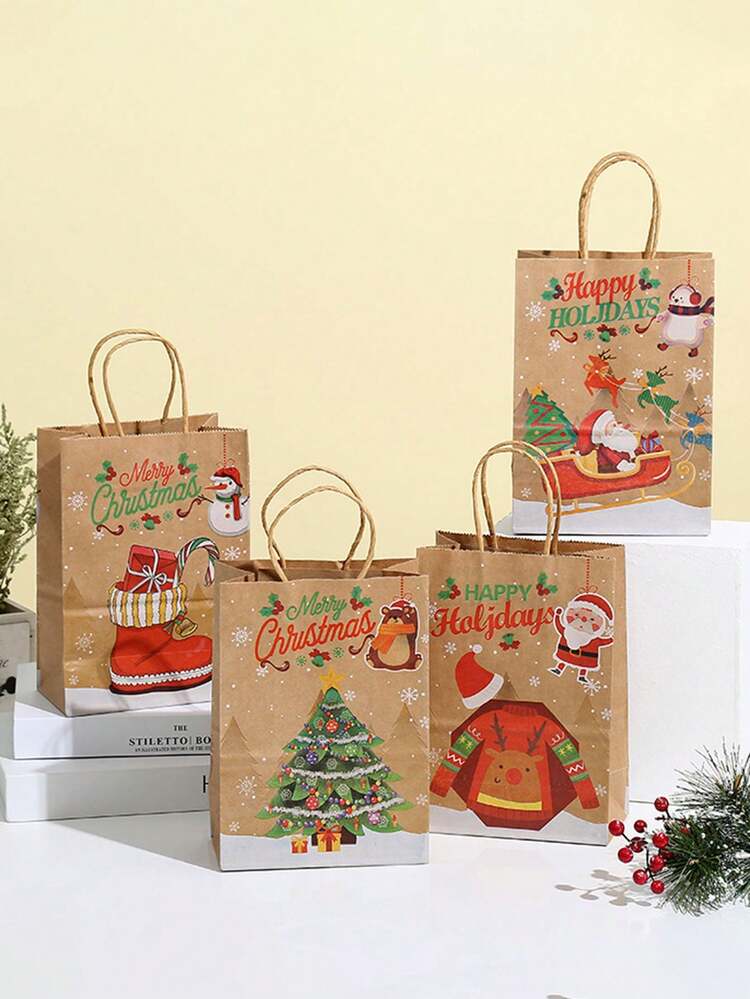 24 Pzi Sacchetti Regalo di Natale, Scatole di Caramelle Regalo di Natale, Sacchetti Regalo Natalizi in Carta Kraft, Scatole Natale Biscotti per Regali Cioccolato Caramelle Deco | 12 * 7,5 * 18,5 cm