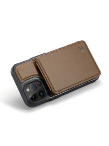 Iphone Cases For Men 1pc Brown Phone Case With Card Holder, Pu Leather Case Compatible With IPhone 15 Pro/15 Pro Max - Brown - View 11