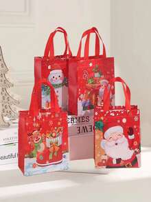 1個印花無紡布禮品袋,聖誕糖果包裝,派對用品,生日外出手提袋