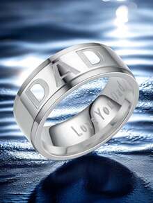 1入 Fashionable鈦鋼戒指,我愛您,dad父親節/生日/假期禮物,家庭風格個性化配件,男友禮物,創意男士戒指,適用於爸爸的休閒戒指/配件,流行的歐美風格配件 - Love You dad 戒指 - 查看 4