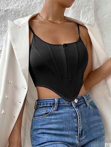 Top ajustado con tirantes para mujer - Negro - Ver 4