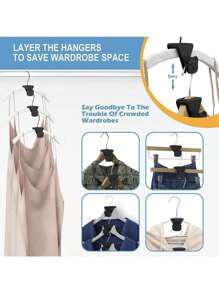 10pcs Space-saving Closet Organizer Clothes Hanger Hook - Black - View 8