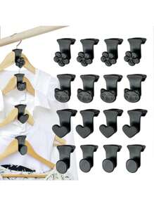 10pcs Space-saving Closet Organizer Clothes Hanger Hook - Black - View 1