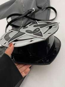 Y2K 风格心形铆钉斜挎包手提包，拼色哥特摇滚蒸汽朋克新奇五角星装饰铆钉斜挎包钱包，洛丽塔风格单肩包，适合角色扮演派对、狂欢节，完美最佳搞笑新奇和恶作剧礼物