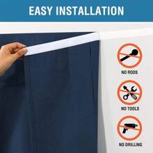 French Door Curtains Linen Textured Privacy French Door Blinds Kitchen Window Curtains Waterproof Room Darkening Curtains For Glass Door Tie Up Shade For Bedroom, 1 Panel - 海軍藍 - 查看 3