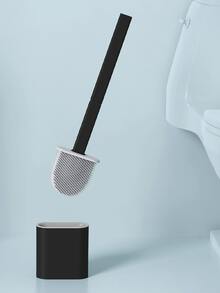 1件升级版大号黑色方杆壁挂式马桶刷，清洁无盲区，可拆卸，平头