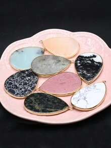 4 件/套隨機顏色天然石材吊墜吊墜適合 Diy 女士男士項鍊珠寶配件日常禮物