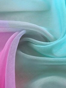 1pc Green & Pink Ombre Sheer Curtains, Half Shading, For Bedroom, Living Room, Balcony, Study Room, Sun Protection, Heat Insulation, Short Curtain - Pink - View 5
