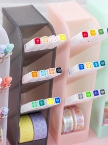 1入簡約北歐風格斜面透明霧面塑料筆筒,可用於文具收納 - 綠色 - 查看 3