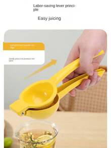 1pc Lemon Squeezer Press, Hand Juicer Kitchen Tool - Yellow - View 3