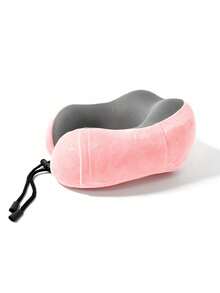 Pink Striped U-shaped Neck Pillow For Car - Pink - View 4