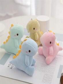 10cm Sitting Dinosaur Plush Doll Backpack Pendant Stuffed Doll Mini Cute Cartoon Keychain Doll Gift For Festival In 3 Colors, Plushie, Dinosaur, Dinosaur Dolls - Baby Blue - View 3