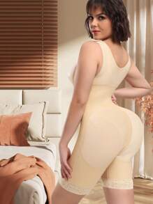 拉鍊襠部的緊身衣,用於減肥手術後,高壓縮 - 杏色 - 查看 2