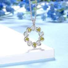 1個圓形dna項鍊適用於女性女孩,螺旋無限dna雙螺旋化學科學分子生物學首飾,925純銀榴石立方氧化鋯精美項鍊吊墜適用於母親妻子女兒高中學生畢業生生日約會情人節禮物,日常佩戴