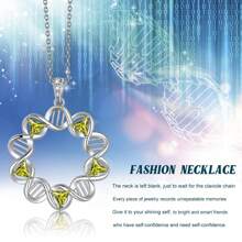 1個圓形dna項鍊適用於女性女孩,螺旋無限dna雙螺旋化學科學分子生物學首飾,925純銀榴石立方氧化鋯精美項鍊吊墜適用於母親妻子女兒高中學生畢業生生日約會情人節禮物,日常佩戴