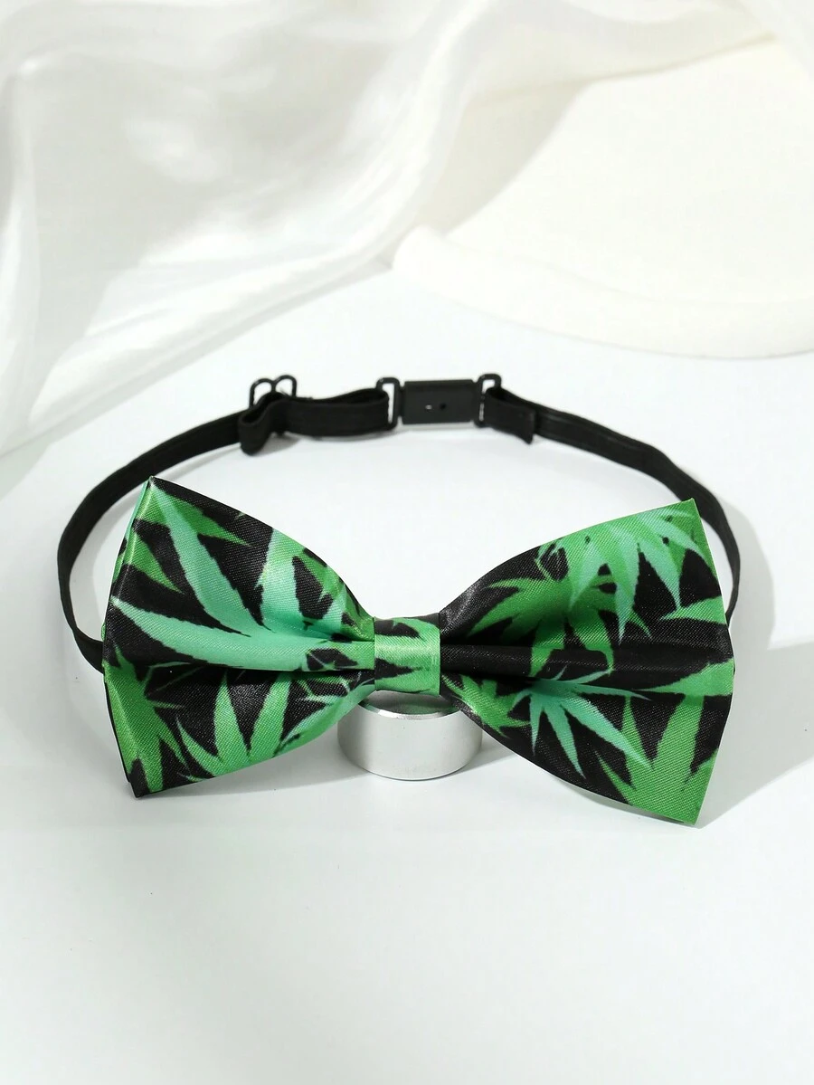 1pc Men's Fun Printed Bow Tie Suitable For Daily Wear - Green - View 1