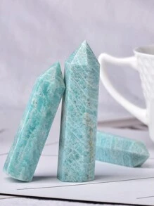 1pc Natural Crystal Point  Stone Healing Obelisk Quartz wand decorated with Reiki Energy Stone pyramid - Blue - View 5