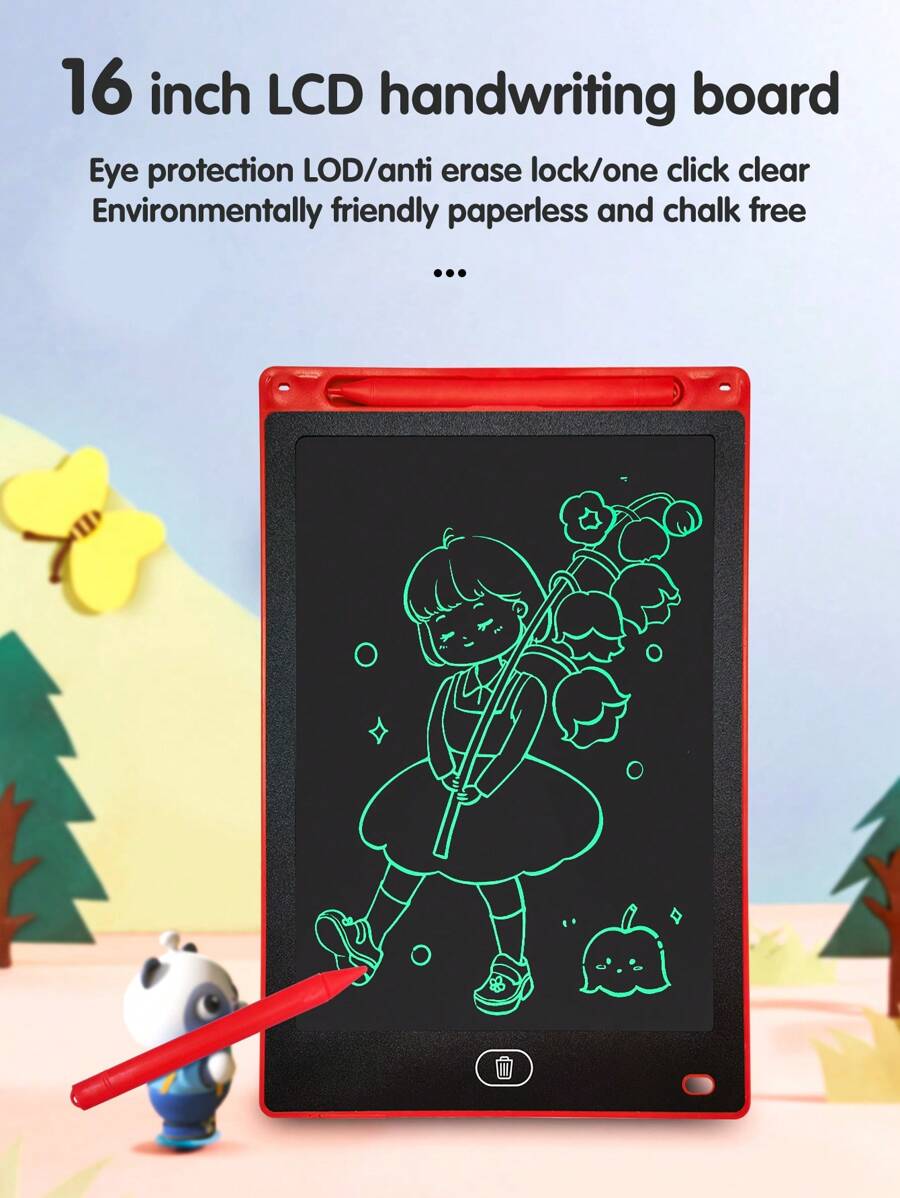 16-Inch Monochrome Lcd Writing And Drawing Tablet With Stylus - Red - View 1