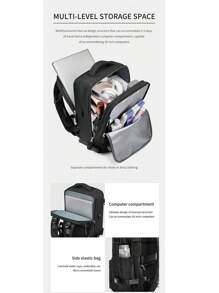 1pc Large Capacity Backpack With Shoe Compartment, Casual Backpack With Charging Port, Portable Laptop Bag For Hiking, Camping, Outdoor Recreation, Student Bookbag Carry On Backpack, Airline Approved Travel Essentials Holiday Essentials Men Essentials Backpack For Travel Cabin Carry On Backpack, Airline Approved Travel Essentials Cabin Carry On Bag, Airline Approved Travel Essentials Bags For Holiday Travel Bags