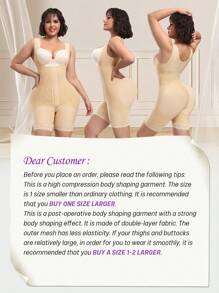 拉鍊襠部的緊身衣,用於減肥手術後,高壓縮 - 杏色 - 查看 10