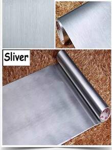 不銹鋼聯絡紙,可撕下黏貼於可拆卸台面的自粘廚房冰箱襯裡蓋 - 銀色 - 查看 5