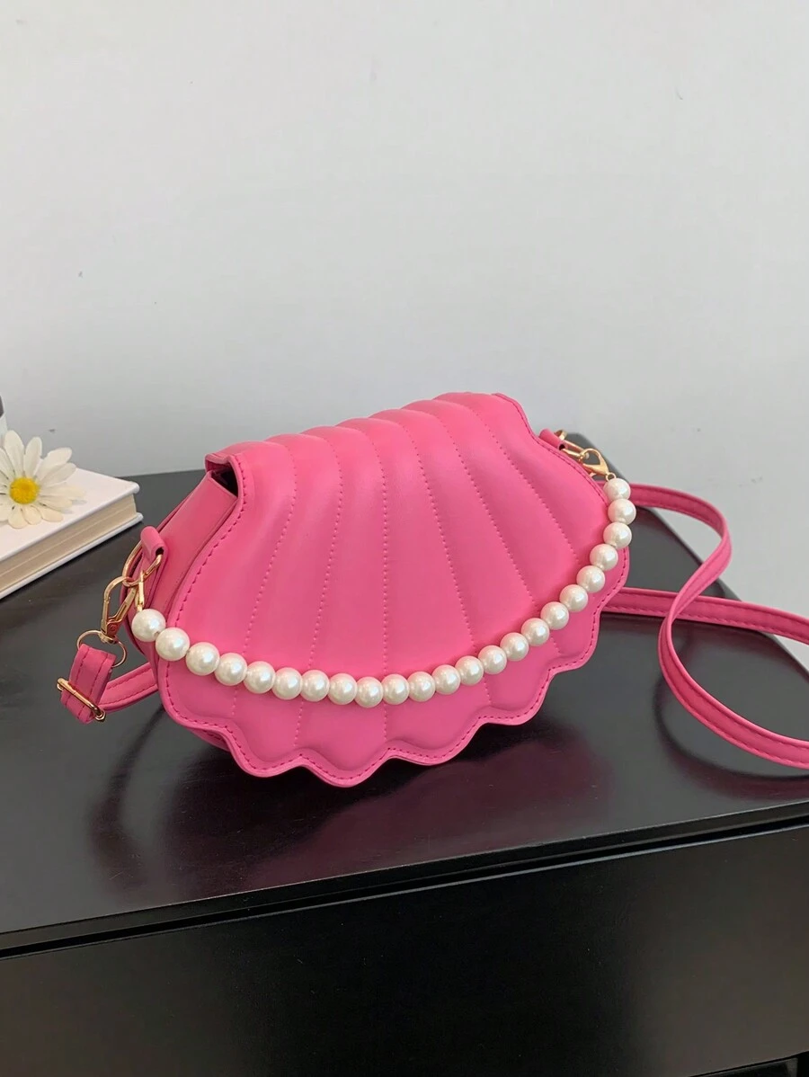 Unique Design Beaded Chain Shoulder Bag, Popular Versatile Crossbody Bag And Handheld Clamshell Bag - Pink - View 1