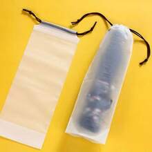4pcs/set Reusable Umbrella Storage Bags With Drawstring Closure, Transparent & Waterproof Plastic Dustproof Organizer Pouches For Outing - White - View 6