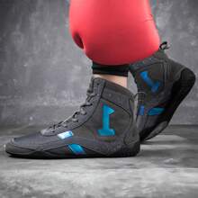 TOLLN Men's Professional Boxing Shoe High -Top Fight Shoe Fighting Contest Training Shoes Wrestling Shoes Fitness Boot - Grey - View 6