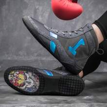 TOLLN Men's Professional Boxing Shoe High -Top Fight Shoe Fighting Contest Training Shoes Wrestling Shoes Fitness Boot - Grey - View 7