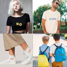 熨烫字母和数字补丁，黑色字母刺绣补丁 A-Z，数字 0-9 贴花，适用于衣服、连衣裙、帽子、袜子、牛仔裤、DIY 配饰（白色） - 白色 - 查看 3