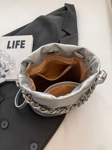 Chain Decor 女款斜背包與手提包 - 銀色 - 查看 9