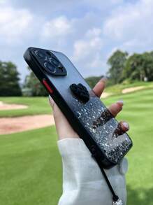 情人节 Y2K 奢华亮片装饰手机壳带心形设计手镯保护套适用于 iPhone16 Pro Max 15 14 Plus 13 12 11 Pro Max 7 8 Plus SE - 黑色 - 查看 7