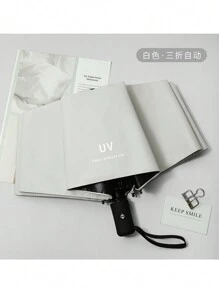 男女自動傘,防風、防紫外線遮陽傘,可折疊,大尺寸,適用於雨天或晴天 - 米色 - 查看 1