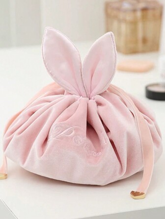 A Hand-Carrying Bunny Ears Slouchy Makeup Bag, Cosmetics Storage Bag, Travel Portable Drawstring Toiletry Bag, Suitable For Home Or Travel Use,Makeup Bag Makeup Pouch Skincare Bag Toiletry Bag Packing Cubes,Travel Essentials Cruise Essentials Dorm Essentials,Wedding Bridesmaid Gifts,Mom Gifts,Birthday Gifts,Gifts For Friends And Teachers,Home Decor,Bathroom Livingroom Bedroom Decor,Bathroom Organizer,Jewelry Organizer,Lip Oil Organizer,Nail Polish Organizer Storage Makeup Organizer Makeup Case