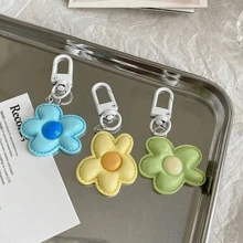 6件套彩色花朵钥匙扣可爱汽车钥匙链女孩包包吊坠钥匙配饰朋友情侣礼物情人节汽车饰品包包挂件 - 彩色 - 查看 6